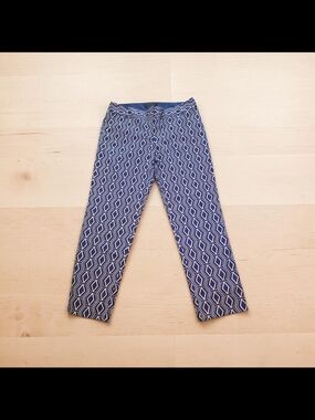 The Limited 'Drew Fit' Blue & White Geometric Stretch Ankle Pants
